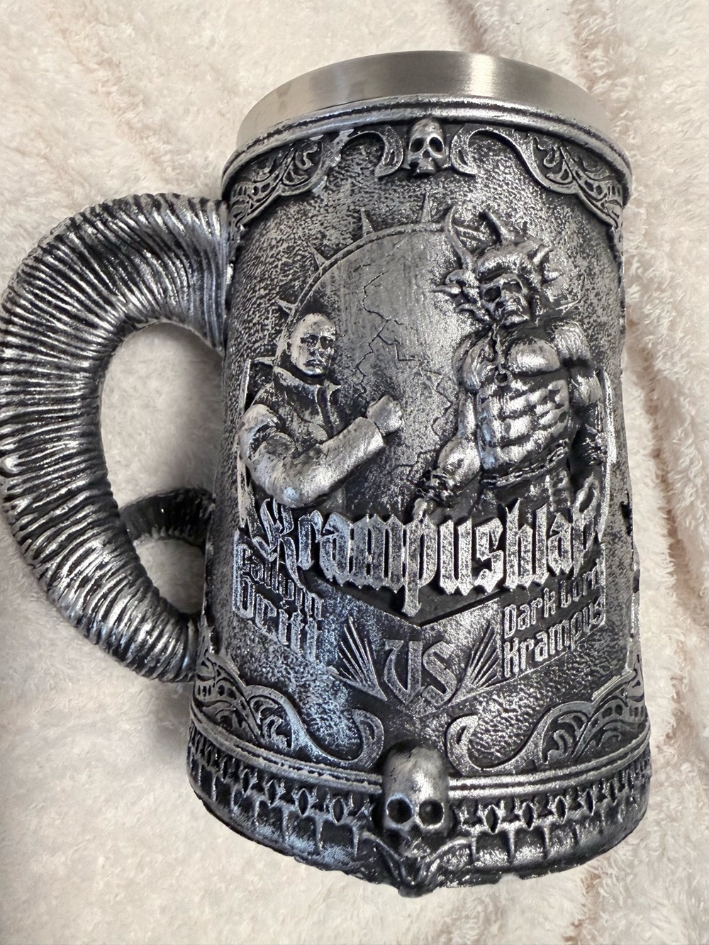 Silver Gothic Resin Beer Stein Mug — Decorative Fantasy Tankard